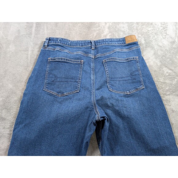 American Eagle Mom Jeans Women’s 18 Blue High Rise Straight Stretch Denim Casual - Picture 3 of 11